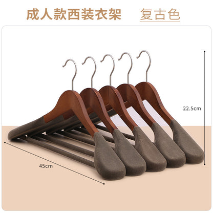 Household Hanging Suit Special Leather Coat Cashmere Coat Wide Shoulder Seamless Solid Wood Suit Clothes Support Men's Wooden Hanger