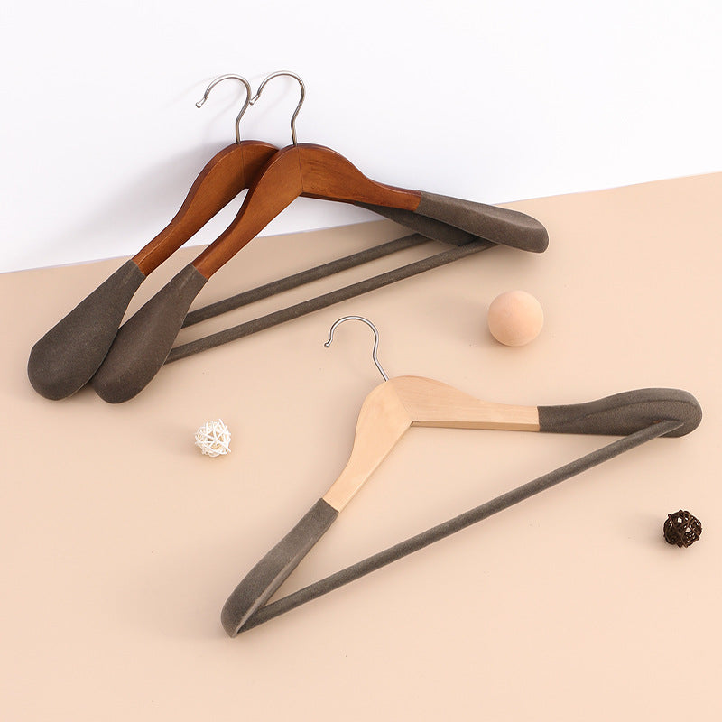 Household Hanging Suit Special Leather Coat Cashmere Coat Wide Shoulder Seamless Solid Wood Suit Clothes Support Men's Wooden Hanger